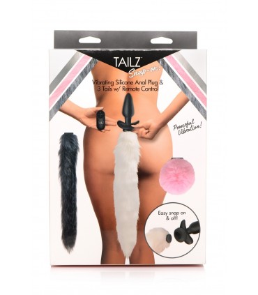 VIBRATOR PLUG W/ CONTROL AND 3 DIFFERENT TAILS