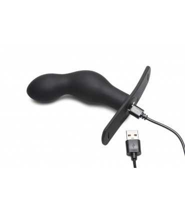 PLUG DE PROSTATE VIBRANT AVEC CONTRÔLE EN SILICONE ET AVEC HARNAIS