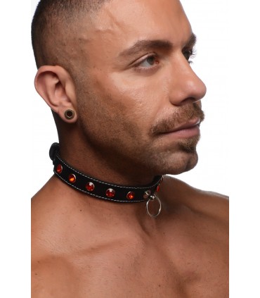 ROTE STEINE CHOKER-HALSKETTE MIT RING