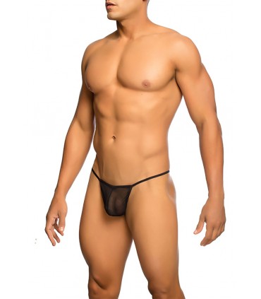 SCHWARZER MESH-TANGA S/M