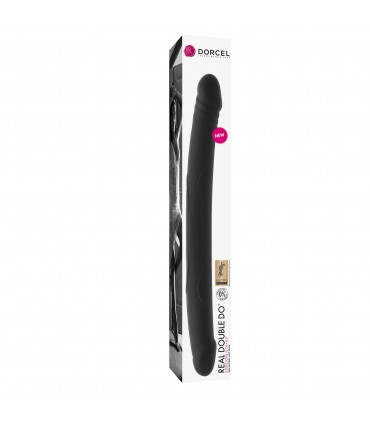 DILDO DOUBLE EN SILICONE REAL DOUBLE DO NOIR