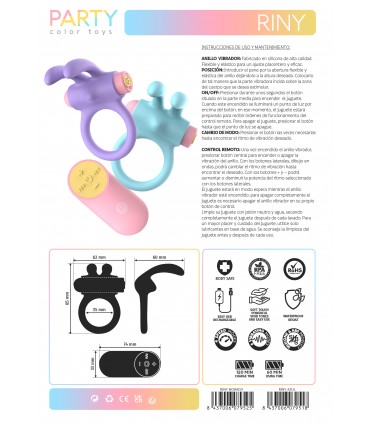 ANILLO VIBRADOR RINY C/ MANDO SILICONA LILA USB