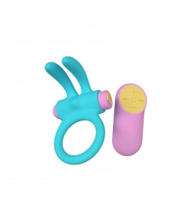 ANNEAU VIBRANT RINY AVEC CONTRÔLEUR USB EN SILICONE BLEU