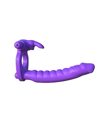 ARNÉS-ANILLO DOBLE PENETRACIÓN SILICONA MORADO
