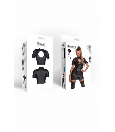 ENRICA TOP CON ZIP NERO STILE MILITARE L