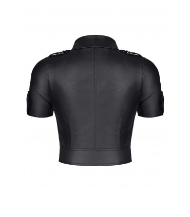 TOP ENRICA CON ZIP NERO STILE MILITARE XL