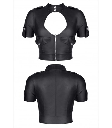 TOP ENRICA CON ZIP NERO STILE MILITARE XL