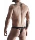 BLACK MESH THONG L