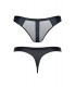 WETLOOK THONG WITH GRID BLACK L