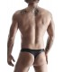 WETLOOK THONG WITH GRID BLACK L