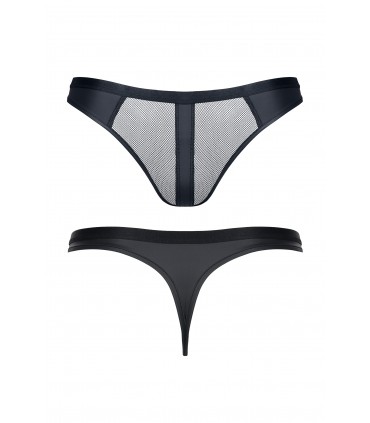 WETLOOK-TANGA MIT GITTER SCHWARZ XL