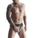 WETLOOK THONG WITH GRID BLACK L