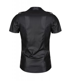 LUCA WETLOOK SHIRT WITH CLAMPS BLACK M