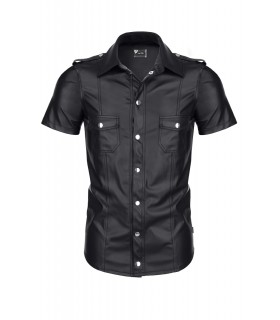 LUCA CHEMISE WETLOOK À PINCES NOIR XL