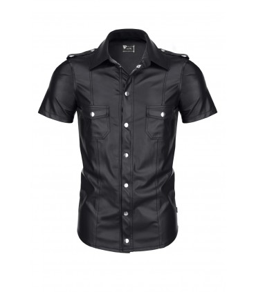 CAMICIA LUCA WETLOOK CON FASCETTE NERA S