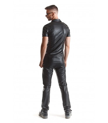 CAMICIA LUCA WETLOOK CON FASCETTE NERA S