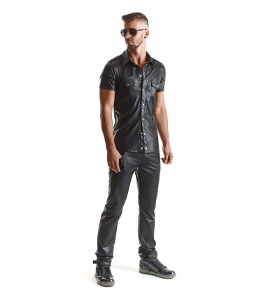 CAMICIA LUCA WETLOOK CON FASCETTE NERA S