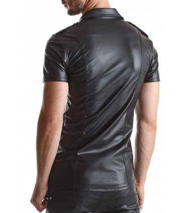 CAMICIA LUCA WETLOOK CON FASCETTE NERA S