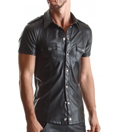 CAMICIA LUCA WETLOOK CON FASCETTE NERA S