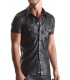 LUCA WETLOOK SHIRT WITH CLAMPS BLACK M