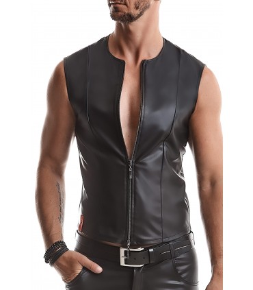 MOTTAVIANO WETLOOK ÄRMELLOSES T-SHIRT SCHWARZ L