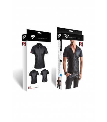 CHEMISE ZIPPÉE REMO WETLOOK NOIR S