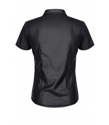 CHEMISE ZIPPÉE REMO WETLOOK NOIR S