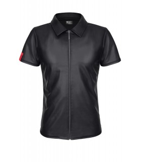 CHEMISE ZIPPÉE REMO WETLOOK NOIR S