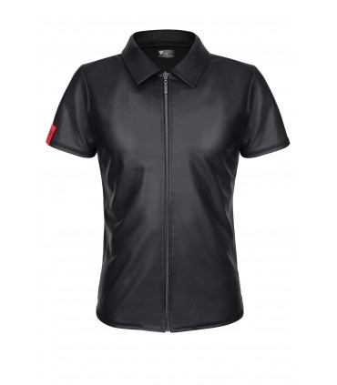 CHEMISE ZIPPÉE REMO WETLOOK NOIR S