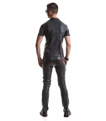CHEMISE ZIPPÉE REMO WETLOOK NOIR S