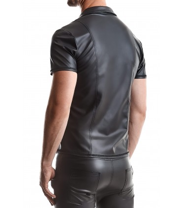 CHEMISE ZIPPÉE REMO WETLOOK NOIR S