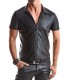 CHEMISE ZIPPÉE REMO WETLOOK NOIR L