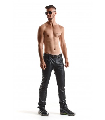 PANTALONE VITTORIO WETLOOK CON TASCHE NERO L