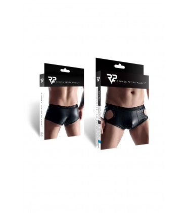WETLOOK BOXER WITH OPENINGS BLACK XL