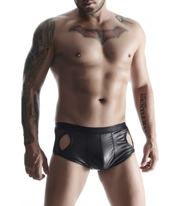 WETLOOK BOXER WITH OPENINGS BLACK XL