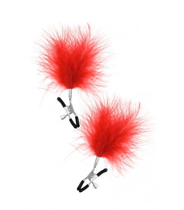 PINZAS REGULABLES C/ PLUMA POMPÓN ROJA