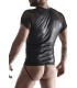 WETLOOK T-SHIRT WITH GRID SLEEVES BLACK M