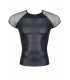 WETLOOK T-SHIRT WITH GRID SLEEVES BLACK M