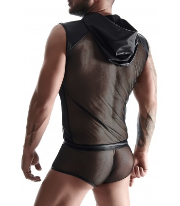 T-SHIRT CON CAPPUCCIO E BOXER NERO L