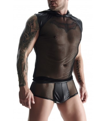 T-SHIRT CON CAPPUCCIO E BOXER NERO L