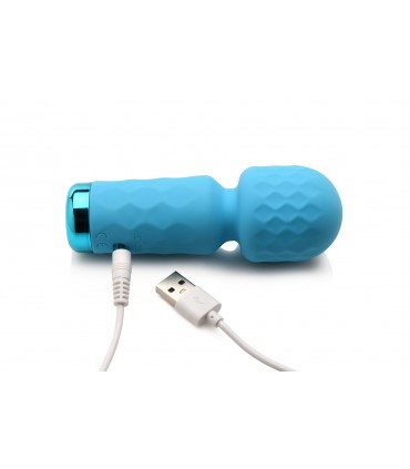 MINI MASSAGGIATORE A BACCHETTA RICARICABILE IN SILICONE BLU