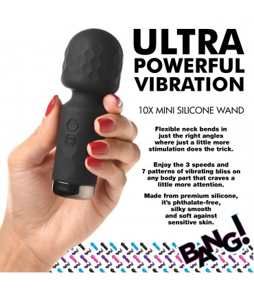 MINI MASSAGGIATORE A BACCHETTA RICARICABILE IN SILICONE NERO
