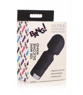 MINI RECHARGEABLE WAND MASSAGER BLACK SILICONE