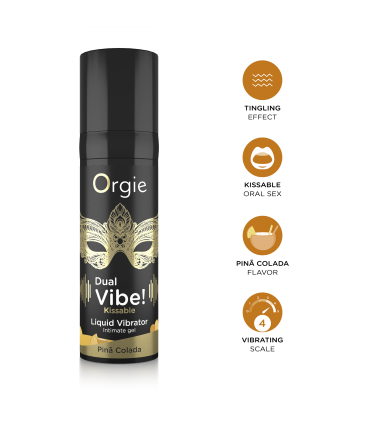 VIBRATEUR LIQUIDE KISSABLE DUAL VIBE ! PINA COLADA 15ML