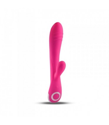 VIBRADOR SILICONA C/ ESTIMULADOR RECARGABLE ROSA