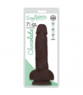 DILDO FINO C/ TESTÍCULOS CHOCOLATE EASY RIDERS 17'80 CM