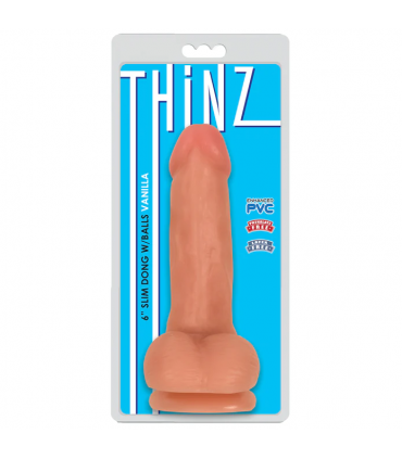 DILDO FINE CON TESTICOLI DI CARNE SOTTILE 15'25 CM