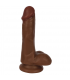 FINE DILDO CON TESTICOLI THINZ CIOCCOLATO 15'25 CM