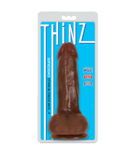 DILDO FINO C/ TESTÍCULOS THINZ CHOCOLATE 15'25 CM