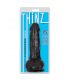 THIN DILDO WITH THINZ TESTICLES BLACK 15'25 CM